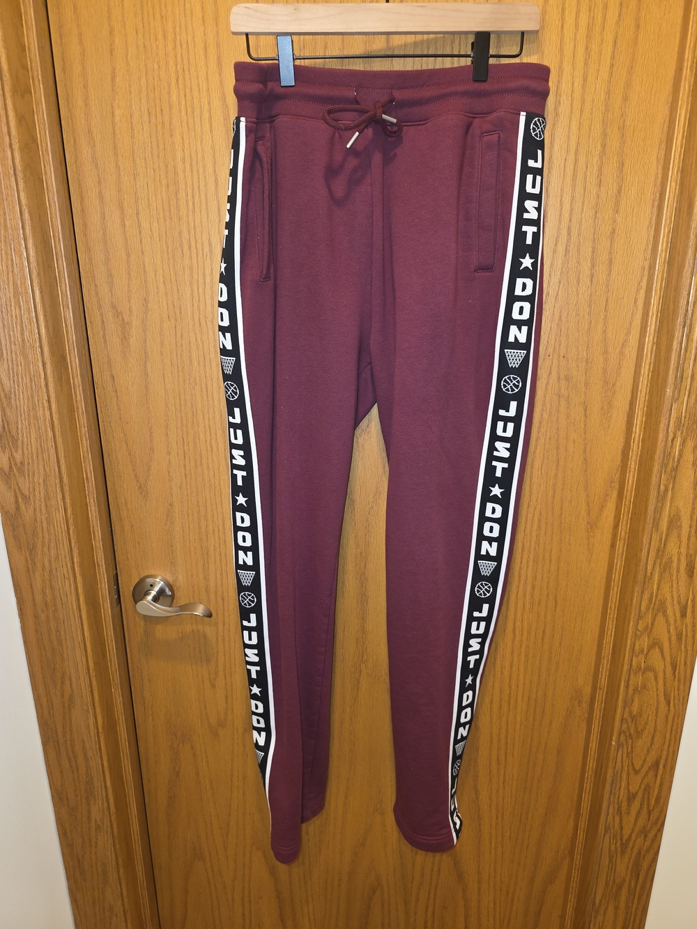 Just Don All City Maroon Sweatpants with Orange Label